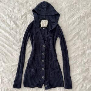 Vintage Abercrombie & Fitch Navy Hooded Cardigan